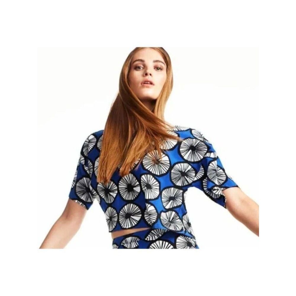 Marimekko for Target Top M Boxy Cropped Short Sleeve Mod Print Twee